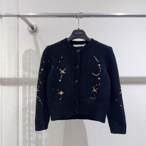 Authentic Dior  Dark Blue Cardigan with Yellow Details